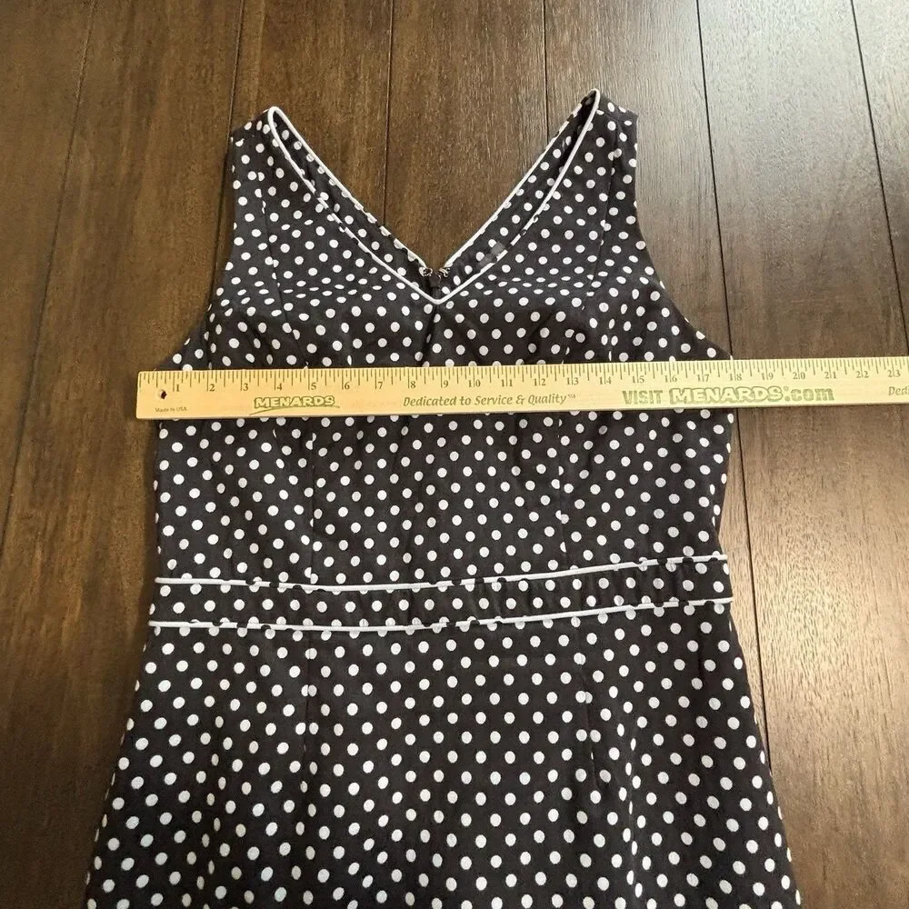 The Limited Dress Womens Size 12 Black Blue Polka Dot Zip Back Sleeveless Pencil